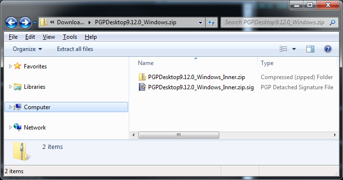 Contents of the PGP Desktop zip file